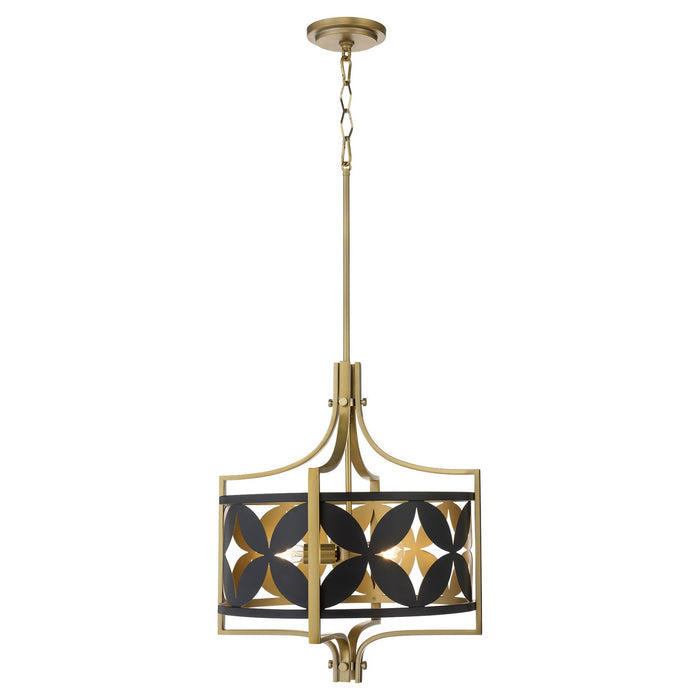 Quorum - 883-3-5980 - Three Light Pendant - Mariposa - Matte Black w/Aged Brass