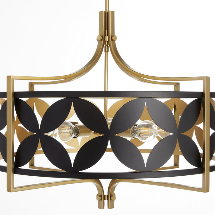 Quorum - 883-5-5980 - Five Light Pendant - Mariposa - Matte Black w/Aged Brass