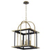 Quorum - 8216-4-5980 - Four Light Pendant - Moritz - Matte Black w/Aged Brass