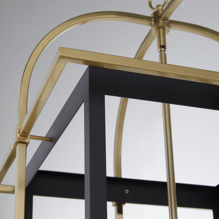 Quorum - 8216-4-5980 - Four Light Pendant - Moritz - Matte Black w/Aged Brass