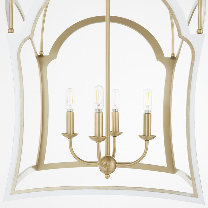 Quorum - 8217-4-0880 - Four Light Lantern - Tiffany - Studio White w/ Aged Brass