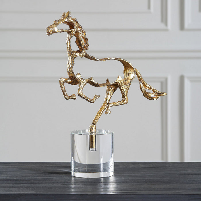 Uttermost - 18146 - Sculpture - Gallop - Gold And Poised Atop