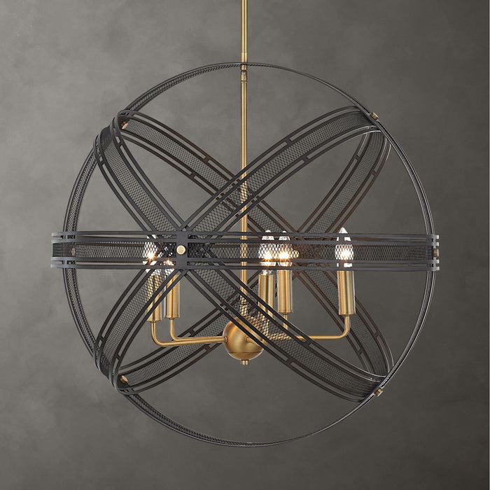 Uttermost - 21606 - Five Light Pendant - Spherical - Bronze And Antique Brass