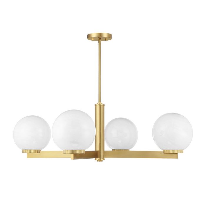 Meridian - M100123NB - Four Light Chandelier - Natural Brass