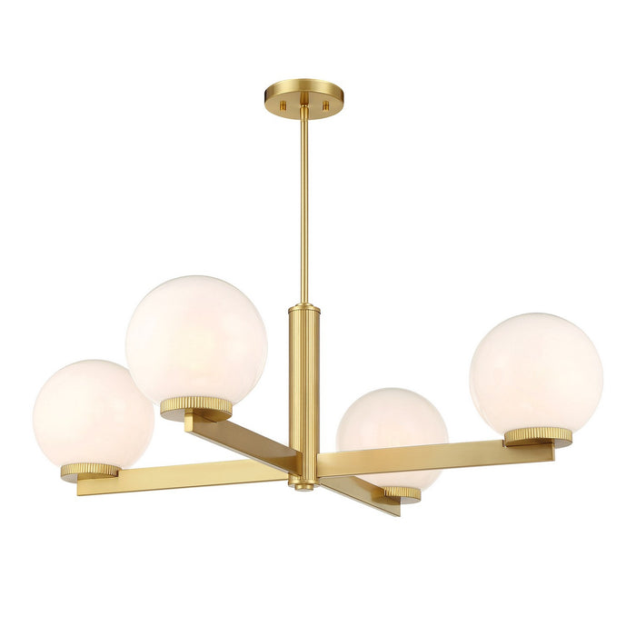 Meridian - M100123NB - Four Light Chandelier - Natural Brass