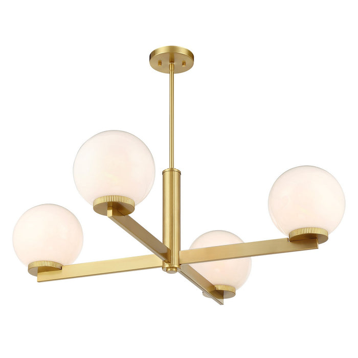 Meridian - M100123NB - Four Light Chandelier - Natural Brass