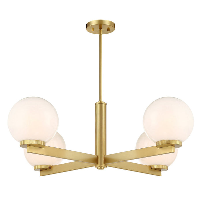 Meridian - M100123NB - Four Light Chandelier - Natural Brass