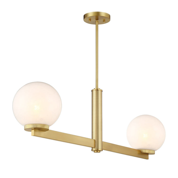 Meridian - M100124NB - Two Light Linear Chandelier - Natural Brass