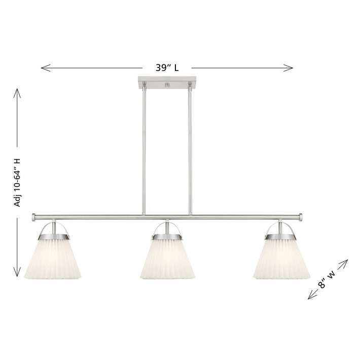 Meridian - M100125BN - Three Light Linear Chandelier - Brushed Nickel