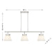 Meridian - M100125BN - Three Light Linear Chandelier - Brushed Nickel