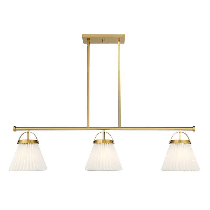 Meridian - M100125NB - Three Light Linear Chandelier - Natural Brass