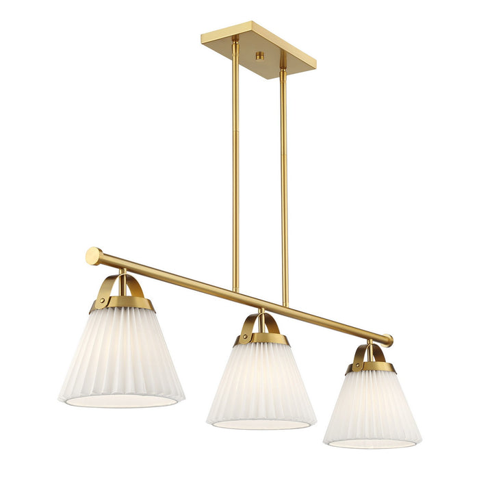 Meridian - M100125NB - Three Light Linear Chandelier - Natural Brass