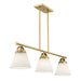 Meridian - M100125NB - Three Light Linear Chandelier - Natural Brass