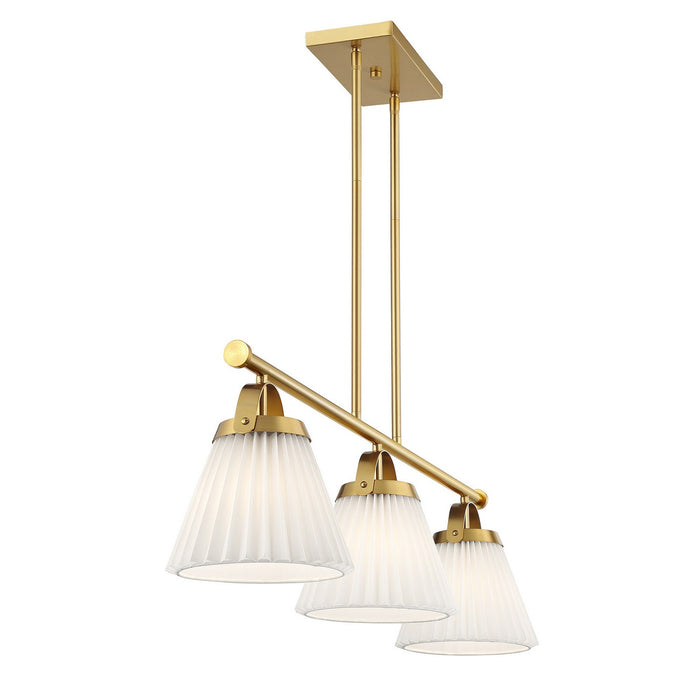 Meridian - M100125NB - Three Light Linear Chandelier - Natural Brass