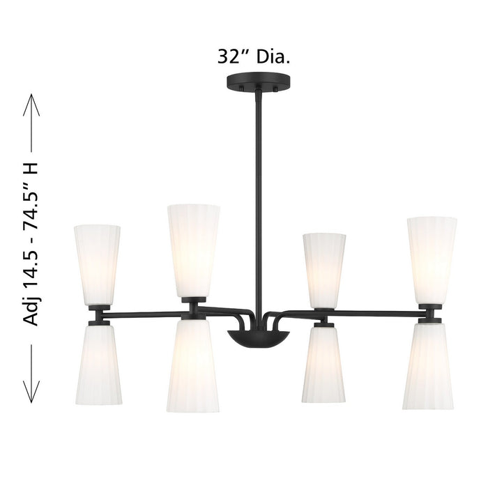 Meridian - M100126MBK - Eight Light Chandelier - Matte Black