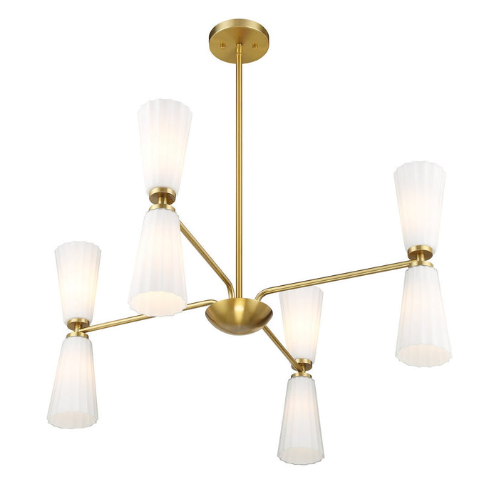 Meridian - M100126NB - Eight Light Chandelier - Natural Brass