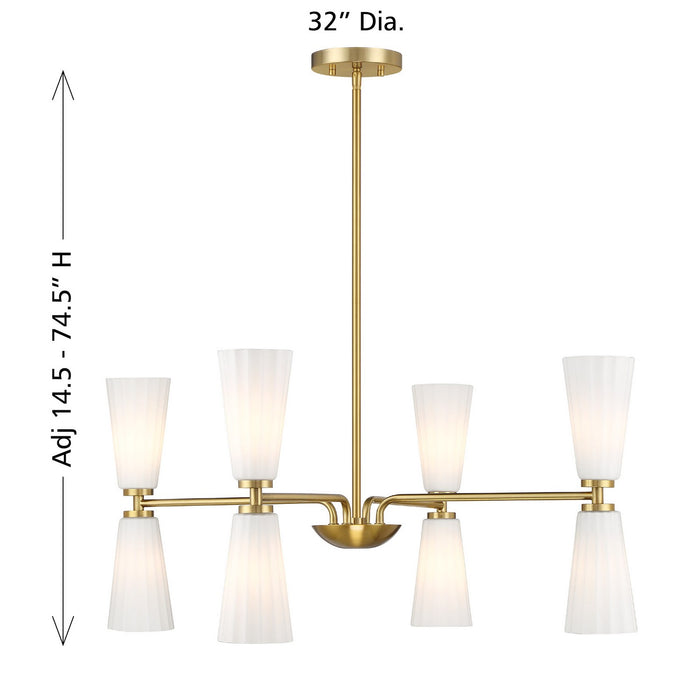 Meridian - M100126NB - Eight Light Chandelier - Natural Brass