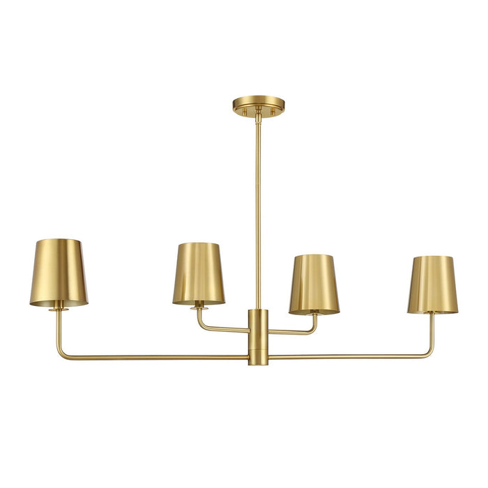 Meridian - M100127NB - Four Light Linear Chandelier - Natural Brass