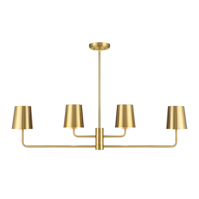 Meridian - M100127NB - Four Light Linear Chandelier - Natural Brass