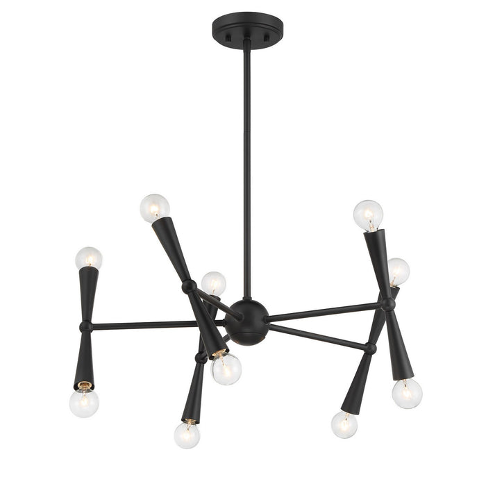 Meridian - M100128MBK - Ten Light Chandelier - Matte Black