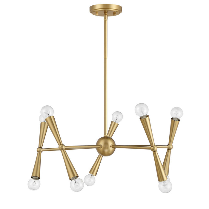 Meridian - M100128NB - Ten Light Chandelier - Natural Brass