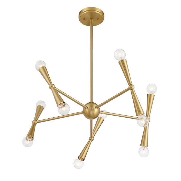 Meridian - M100128NB - Ten Light Chandelier - Natural Brass