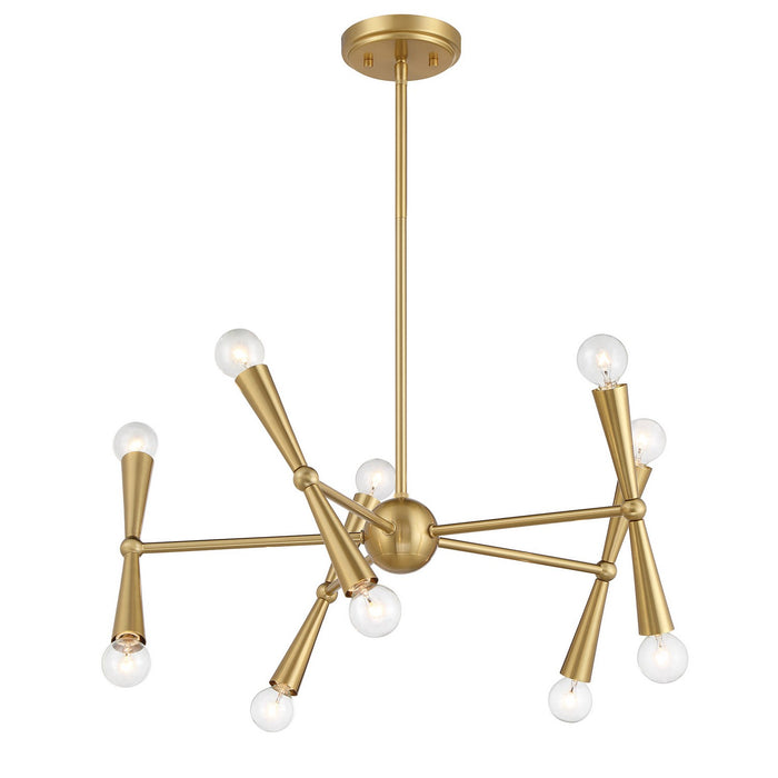 Meridian - M100128NB - Ten Light Chandelier - Natural Brass