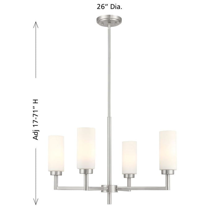 Meridian - M100129BN - Four Light Chandelier - Brushed Nickel