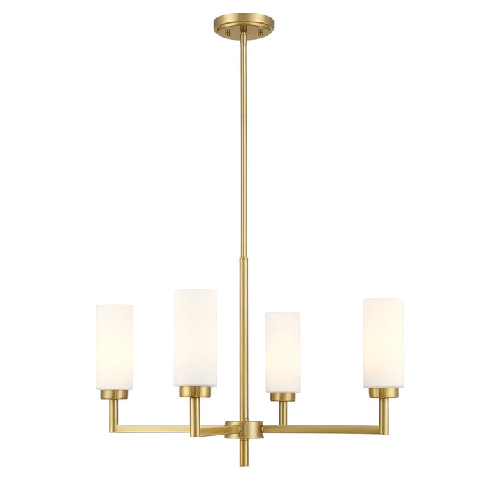 Meridian - M100129NB - Four Light Chandelier - Natural Brass