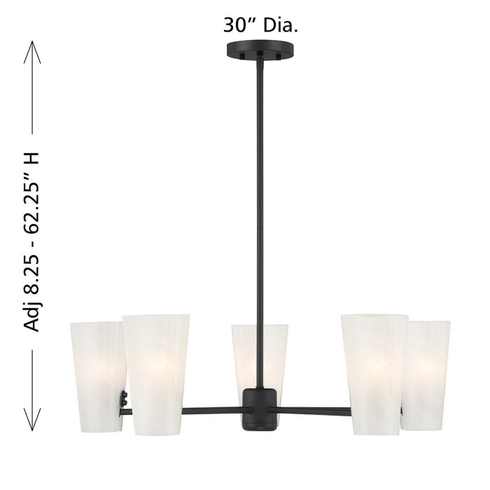 Meridian - M100130MBK - Four Light Chandelier - Matte Black