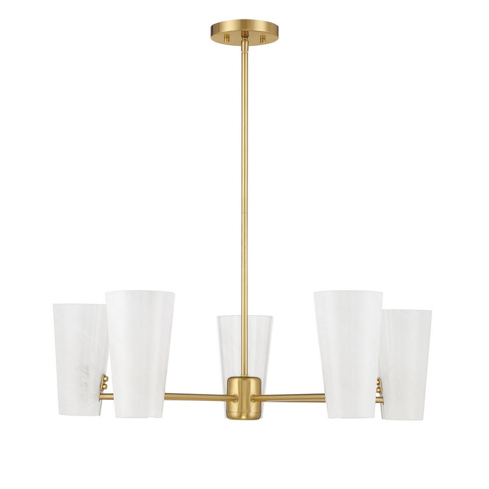 Meridian - M100130NB - Four Light Chandelier - Natural Brass