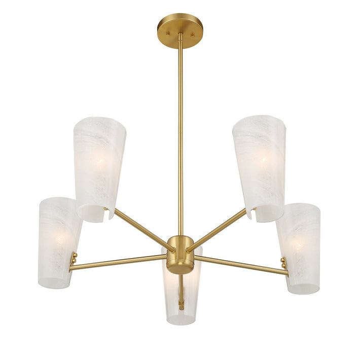 Meridian - M100130NB - Four Light Chandelier - Natural Brass