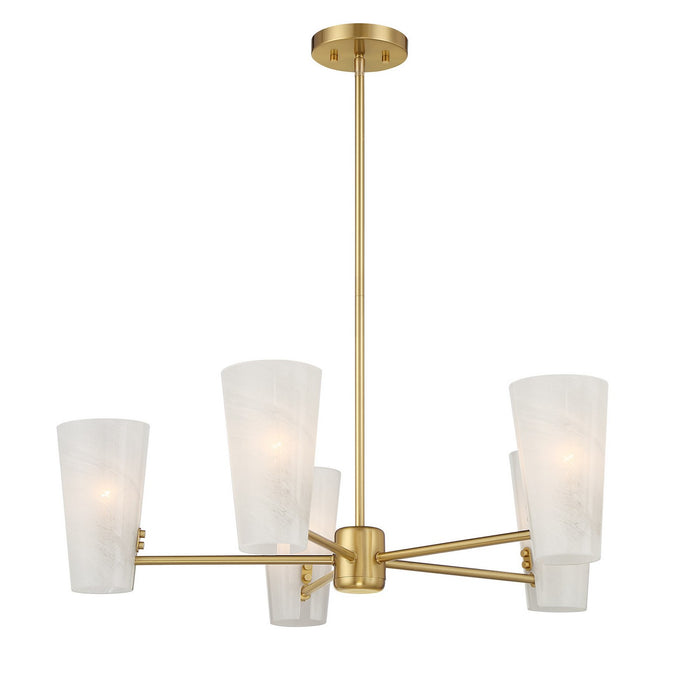 Meridian - M100130NB - Four Light Chandelier - Natural Brass