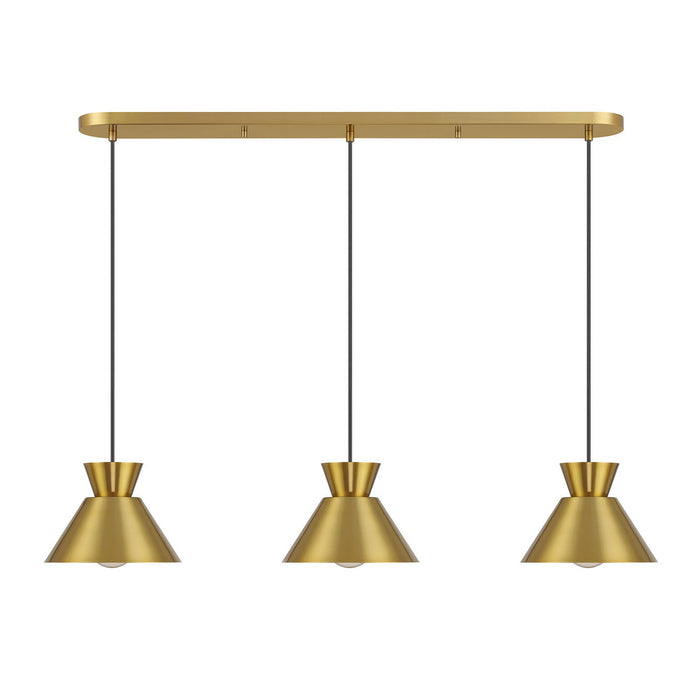 Meridian - M100134NB - Three Light Linear Chandelier - Natural Brass