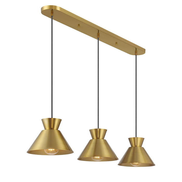 Meridian - M100134NB - Three Light Linear Chandelier - Natural Brass