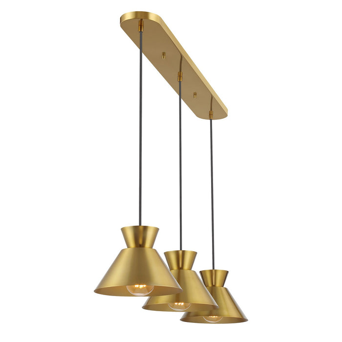 Meridian - M100134NB - Three Light Linear Chandelier - Natural Brass