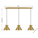 Meridian - M100134NB - Three Light Linear Chandelier - Natural Brass