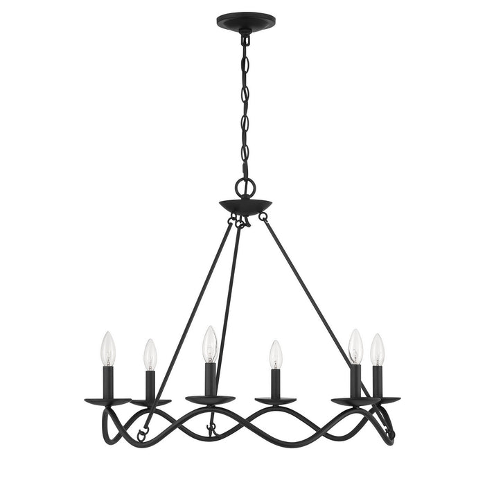 Meridian - M100137MBK - Six Light Chandelier - Matte Black