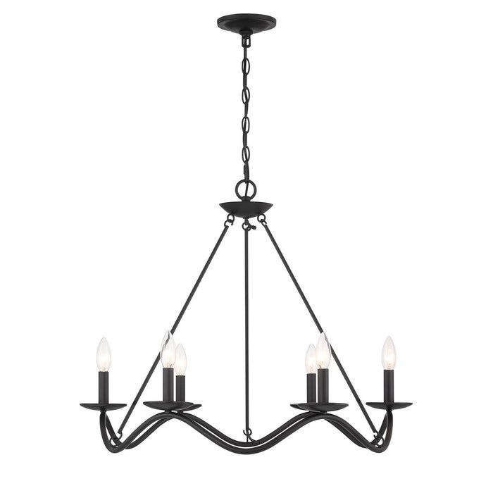 Meridian - M100137MBK - Six Light Chandelier - Matte Black