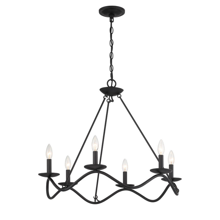 Meridian - M100137MBK - Six Light Chandelier - Matte Black