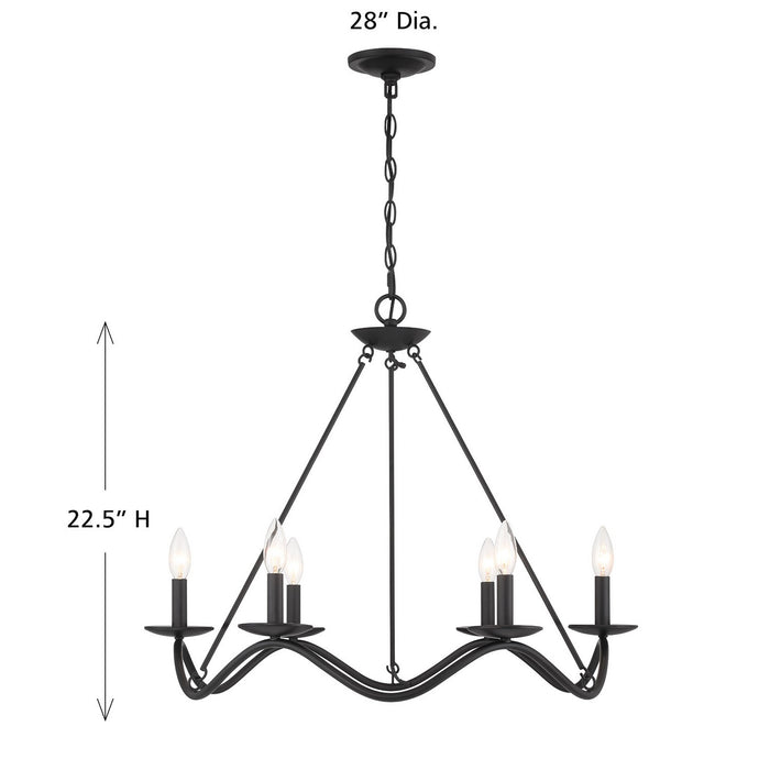 Meridian - M100137MBK - Six Light Chandelier - Matte Black