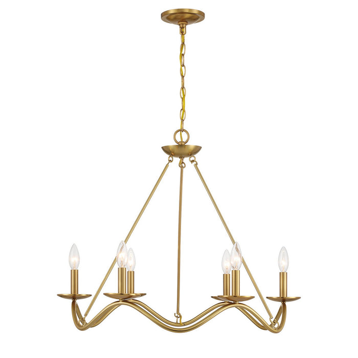 Meridian - M100137NB - Six Light Chandelier - Natural Brass