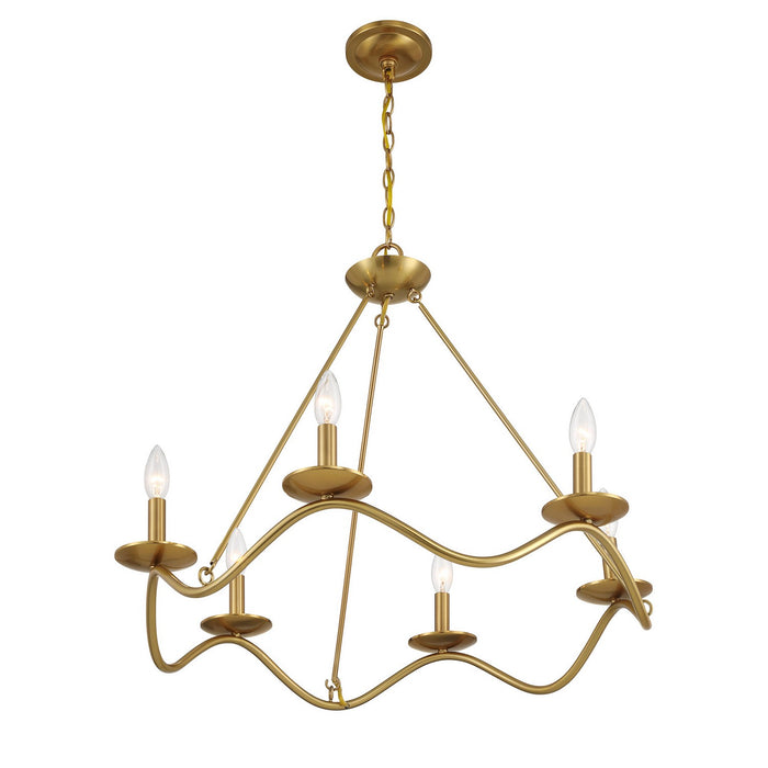 Meridian - M100137NB - Six Light Chandelier - Natural Brass