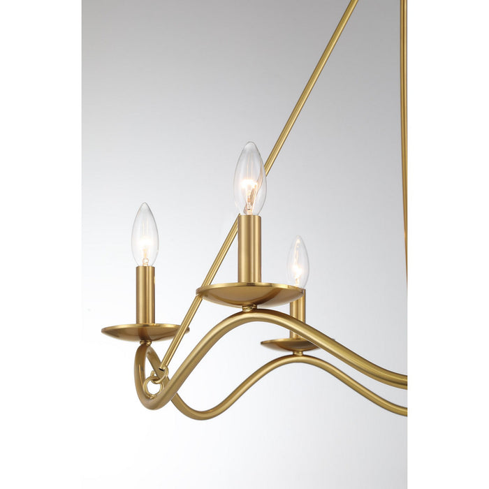 Meridian - M100137NB - Six Light Chandelier - Natural Brass