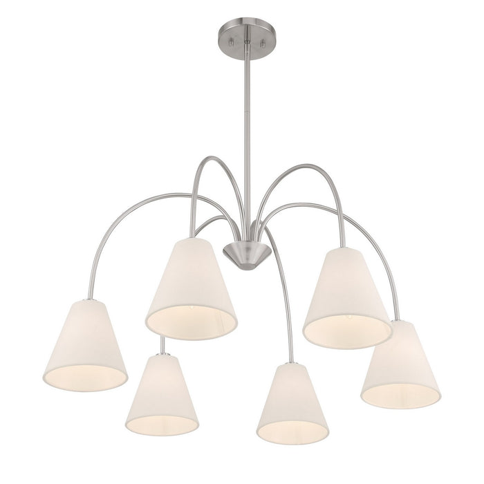 Meridian - M100138BN - Six Light Chandelier - Brushed Nickel