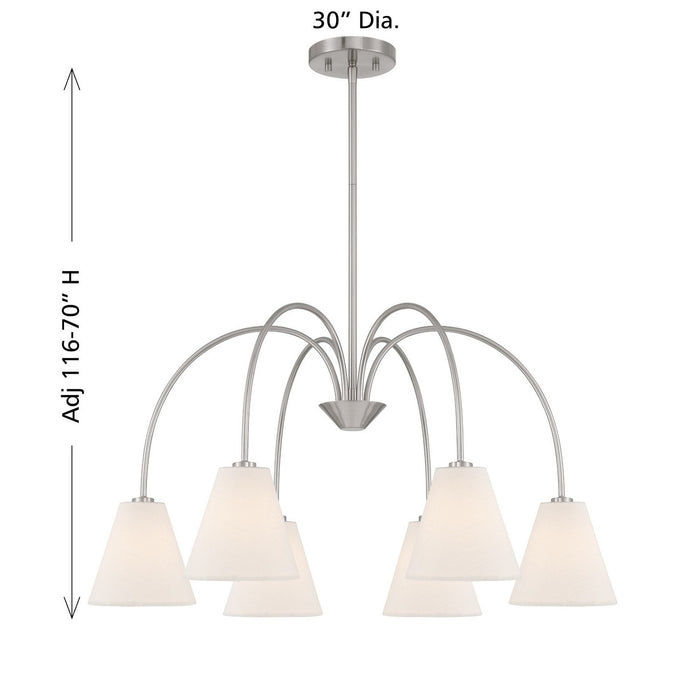 Meridian - M100138BN - Six Light Chandelier - Brushed Nickel