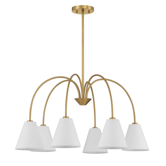 Meridian - M100138NB - Six Light Chandelier - Natural Brass