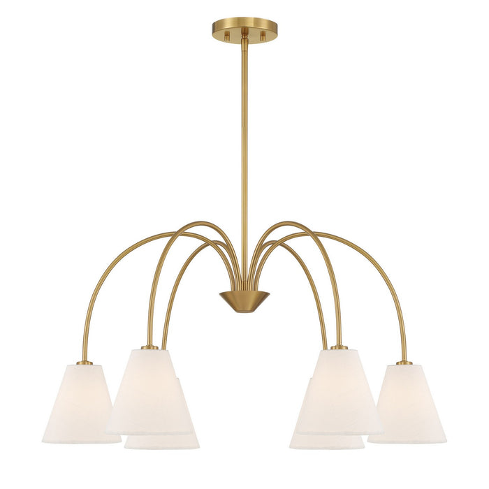 Meridian - M100138NB - Six Light Chandelier - Natural Brass