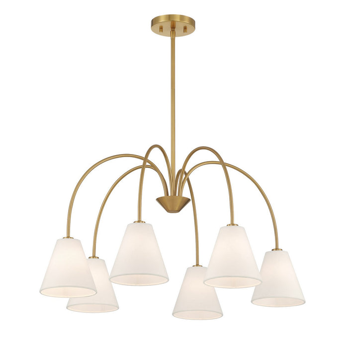 Meridian - M100138NB - Six Light Chandelier - Natural Brass