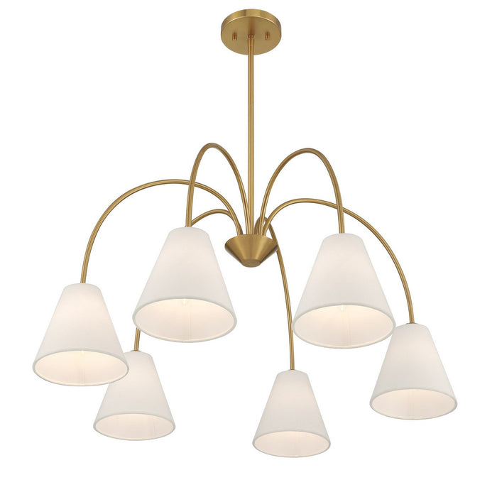 Meridian - M100138NB - Six Light Chandelier - Natural Brass